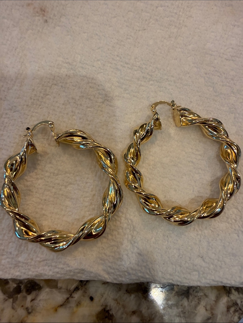 Gold Twisted Hoop Earrings - Women Jewelry